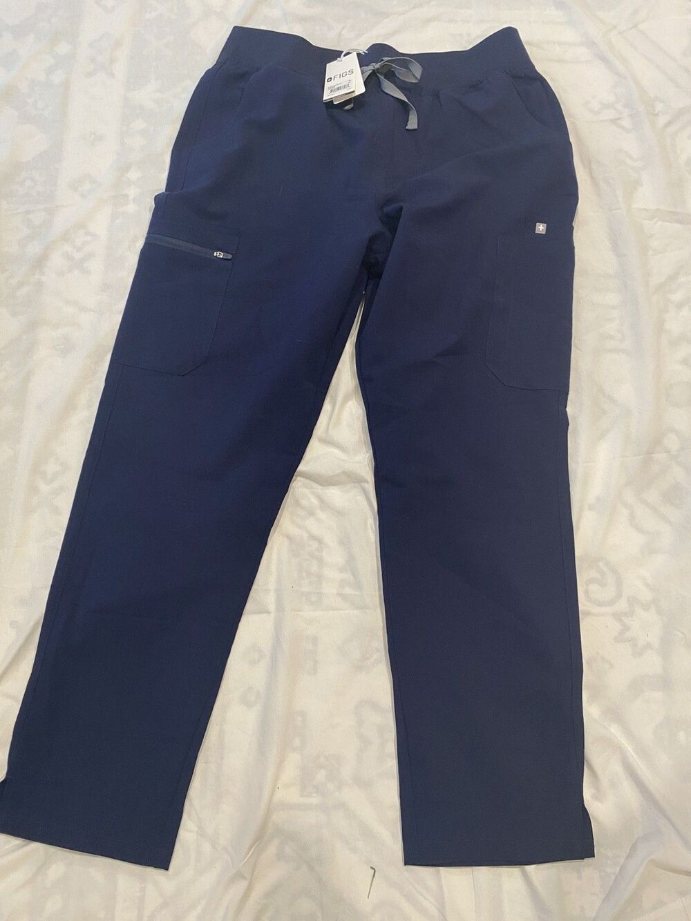 FIGS High Waisted Yola Cargo Scrub Pants Womens Xl Blue Stretch NEW